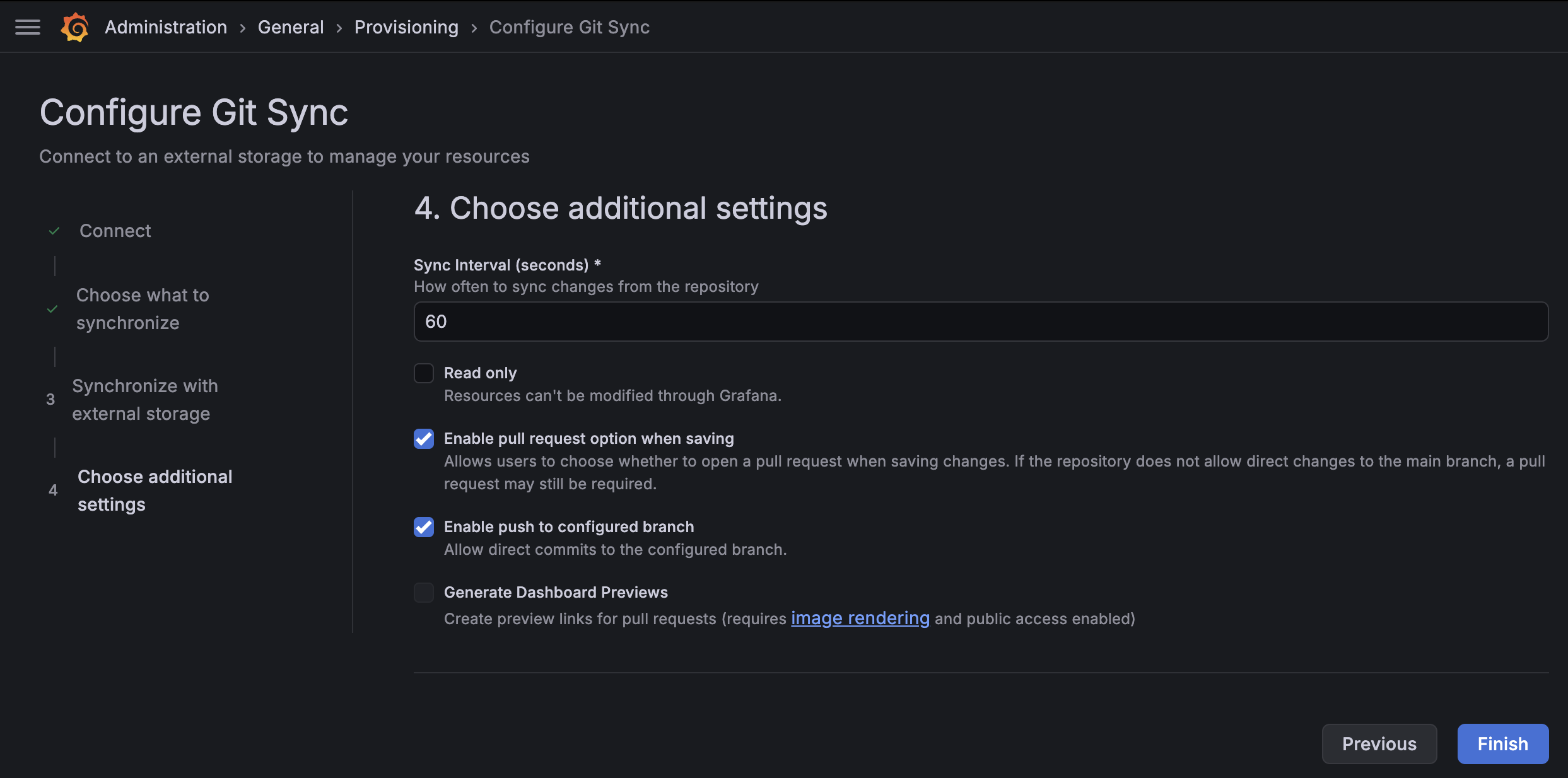 Choose additional settings
