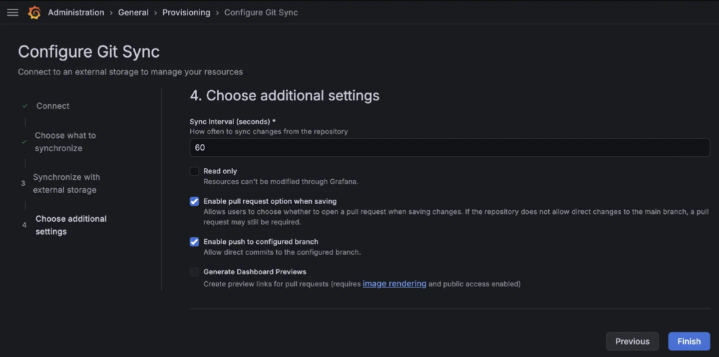 Choose additional settings