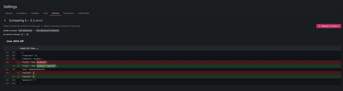 Update dashboard
